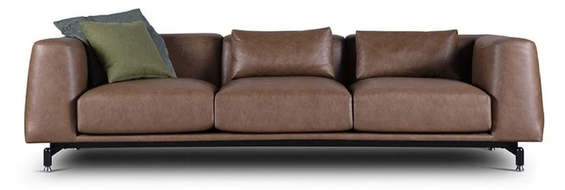 Casa Padrino Luxus Leder Sofa Vintage Braun / Schwarz / Silber 260 x 93 x H. 67 cm - Wohnzimmer Sofa mit hochwertigem Echtleder - Luxus Wohnzimmer Möbel - Hotel Möbel - Luxus Einrichtung