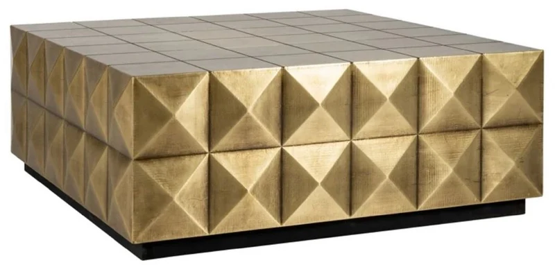 Casa Padrino Luxus Couchtisch Gold / Schwarz 90 x 90 x H. 35 cm - Quadratischer Wohnzimmertisch - Wohnzimmer Möbel - Hotel Möbel - Luxus Möbel - Luxus Einrichtung