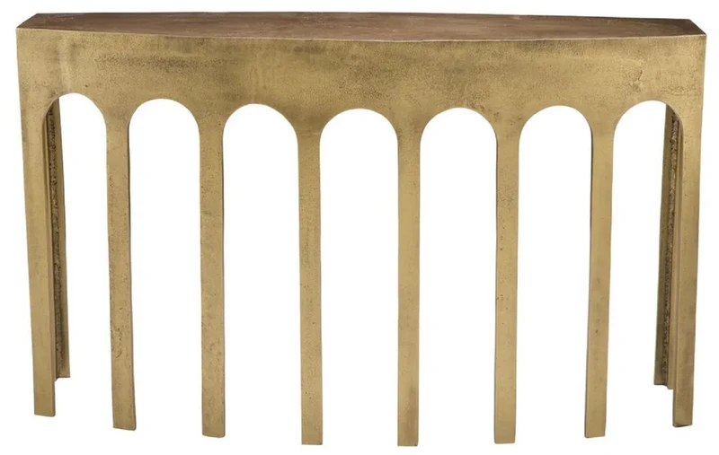 Casa Padrino Luxus Konsole Vintage Messing 132 x 37,5 x H. 79 cm - Rechteckiger Aluminium Konsolentisch - Wohnzimmer Möbel - Aluminium Möbel - Luxus Möbel - Luxus Qualität