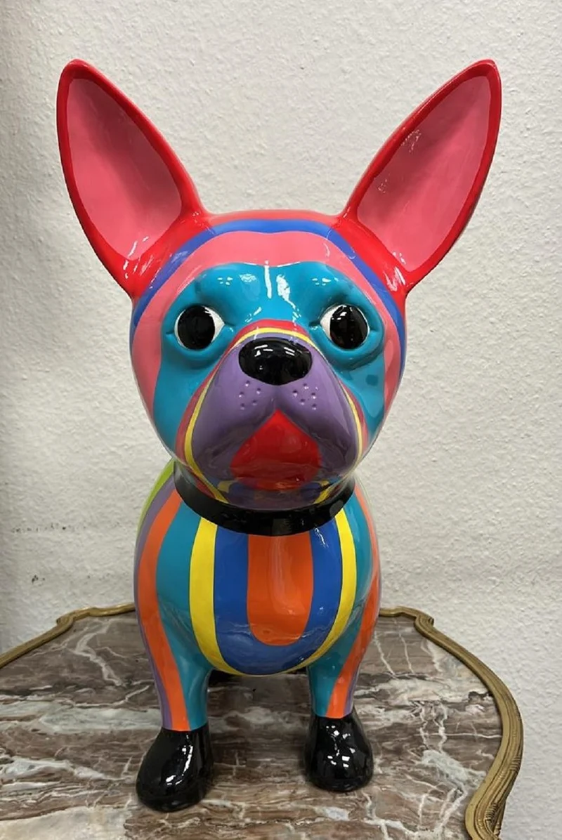 Casa Padrino Luxus Deko Figur Chihuahua Hund Bunt H. 55 cm - Wetterbeständige Deko Skulptur - Wohnzimmer Deko - Garten Deko - Luxus Deko Tierfigur