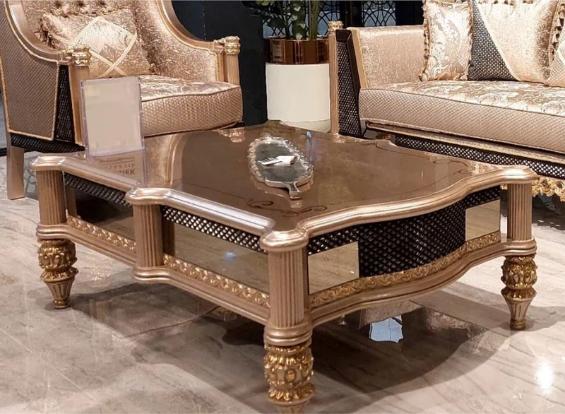 Casa Padrino Luxus Barock Wohnzimmer Set Gold / Schwarz / Grau / Gold - 2 Barock Sofas & 2 Barock Sessel & 1 Barock Couchtisch - Luxus Wohnzimmer Möbel im Barockstil - Barock Möbel