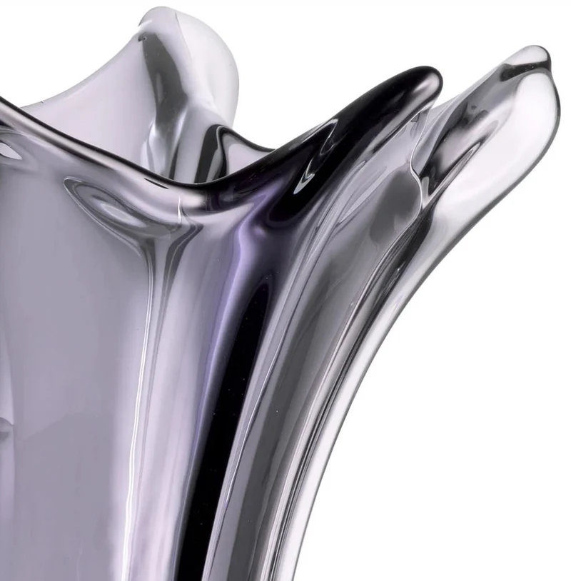 Casa Padrino Luxus Glas Vase Grau Ø 32 x H. 35 cm - Mundgeblasene Blumenvase - Deko Blumenvase - Deko Accessoires - Deko Glas Vasen - Luxus Accessoires