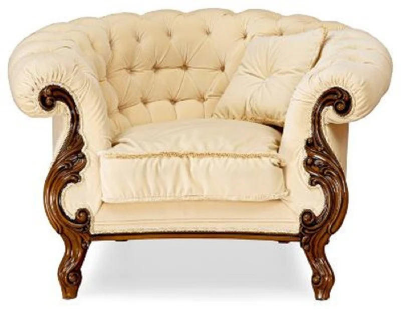 Casa Padrino Luxus Barock Wohnzimmer Sessel Creme / Braun - Handgefertigter Barockstil Sessel - Prunkvolle Luxus Wohnzimmer Möbel im Barockstil - Barock Möbel - Edel & Prunkvoll