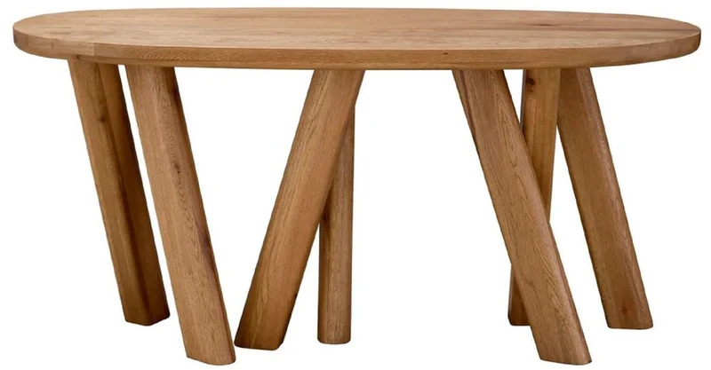 Casa Padrino Luxus Konsole Braun 160 x 54,5 x H. 76,5 cm - Ovaler Konsolentisch mit massiver Eichenholz Tischplatte - Massivholz Möbel - Luxus Möbel - Luxus Qualität