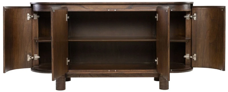 Casa Padrino Luxus Sideboard Dunkelbraun 160 x 49,5 x H. 82 cm - Massivholz Schrank mit 4 Türen - Massivholz Möbel - Luxus Möbel