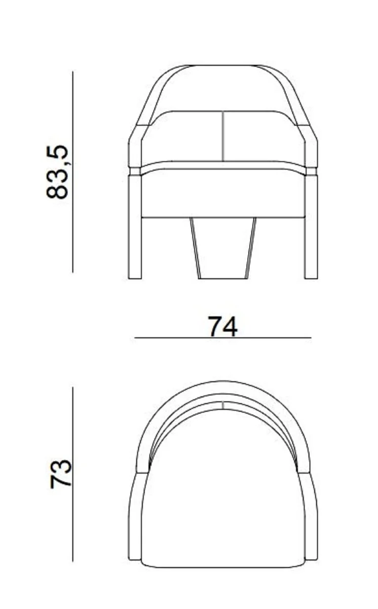 Casa Padrino Luxus Sessel Grau / Blau 74 x 73 x H. 83,5 cm - Wohnzimmer Sessel - Hotel Sessel - Wohnzimmer Möbel - Hotel Möbel - Luxus Möbel - Luxus Einrichtung