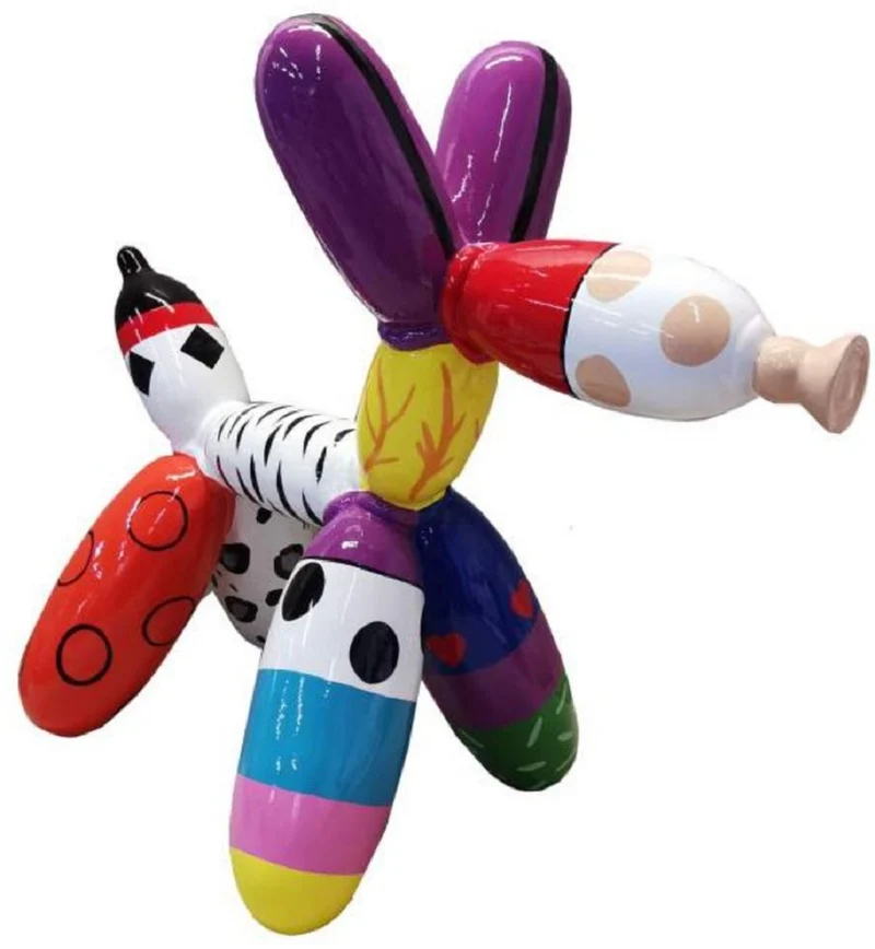 Casa Padrino Luxus Designer Deko Skulptur Ballon Hund Bunt 100 cm - Große Deko Figur - XXL Deko Skulptur - XXL Deko Figur - Wohnzimmer Deko - Garten Deko - Luxus Figuren - Luxus Skulpturen