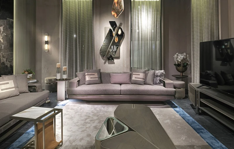 Casa Padrino Luxus Sofa Grau / Silber 270 x 94 x H. 76 cm - Wohnzimmer Sofa - Hotel Sofa - Wohnzimmer Möbel - Wohnzimmer Einrichtung - Hotel Möbel - Luxus Möbel - Luxus Einrichtung