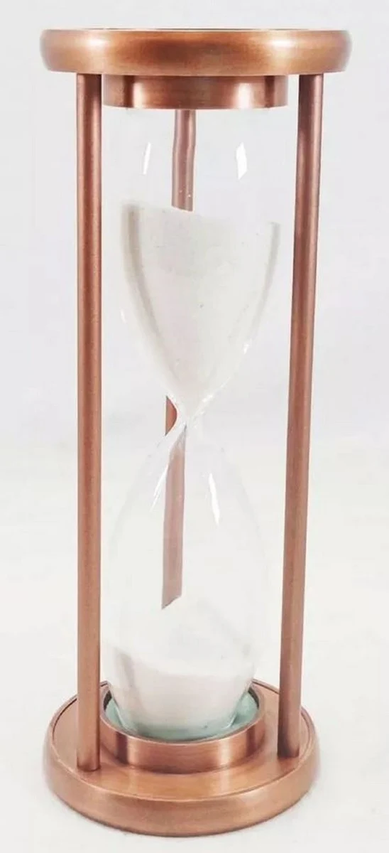 Casa Padrino Luxus Deko Sanduhr Antik Kupfer / Schwarz / Weiß Ø 10 x H. 26 cm - Schreibtisch Deko - Wohnzimmer Deko - Luxus Deko - Deko Accessoires