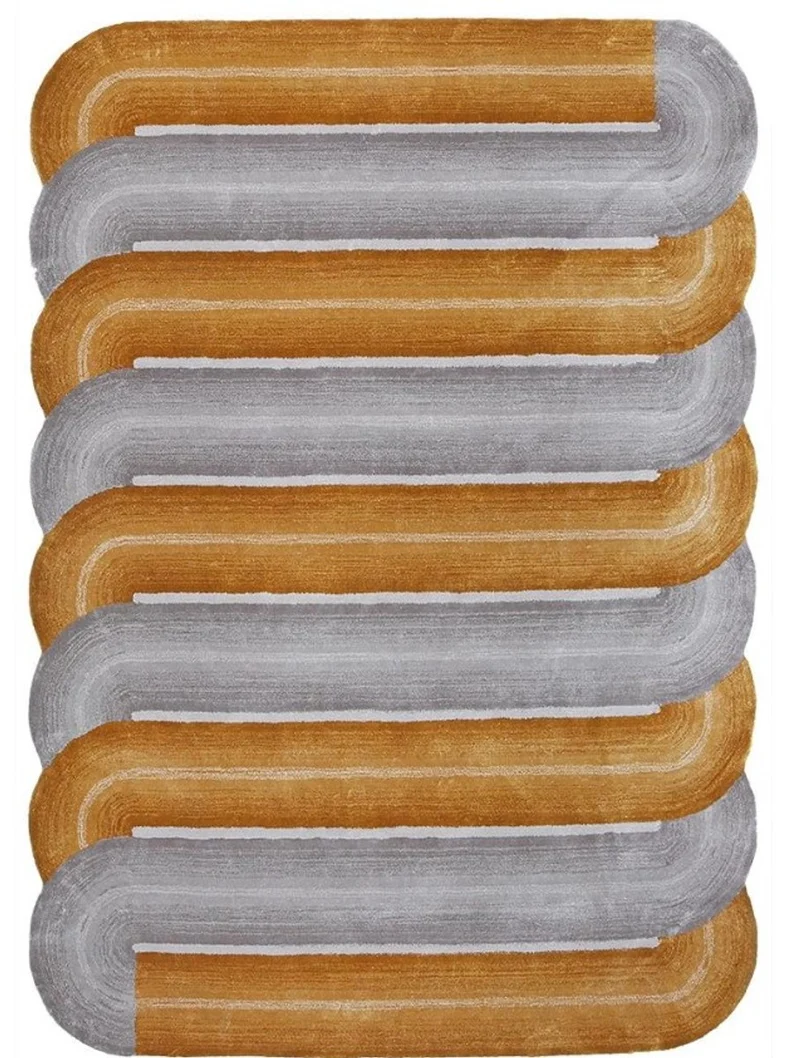 Casa Padrino Luxus Teppich Mehrfarbig 160 x 230 cm - Rechteckiger Welliger Wohnzimmer Teppich - Schlafzimmer Teppich - Luxus Interior - Luxus Teppich