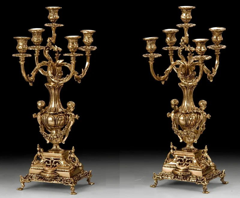Casa Padrino Luxus Barock Kerzenhalter Set Gold Ø 27 x H. 50 cm - Handgefertigte Barockstil Bronze Kerzenständer - Barock Deko Accessoires - Barock Interior - Barock Möbel - Edel & Prunkvoll