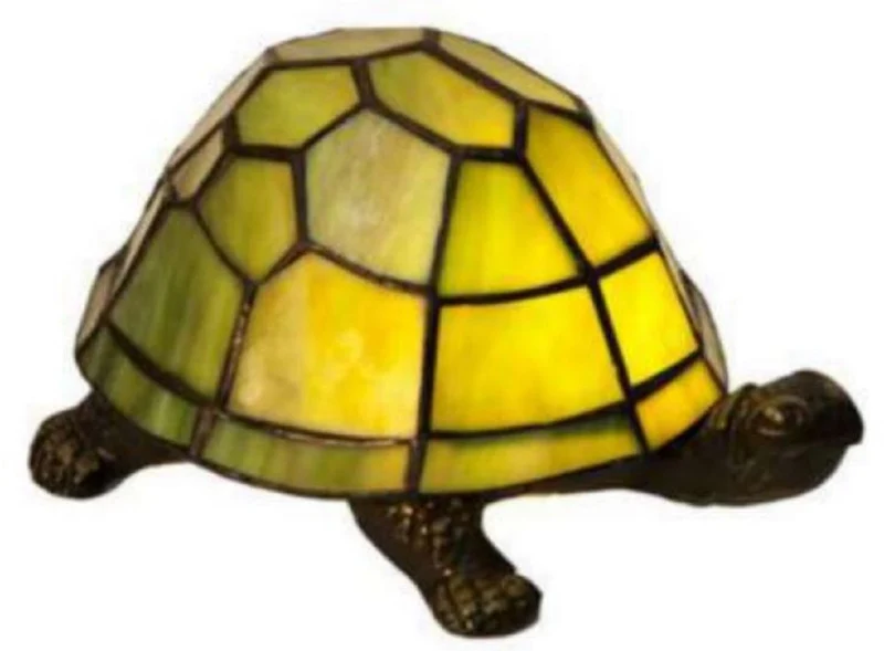 Casa Padrino Luxus Tiffany Tischleuchte Schildkröte Gelb / Bronze 20 x 14 x H. 13 cm - Tiffany Deko Leuchte - Luxus Interior - Luxus Art Deco Leuchten - Tiffany Leuchten