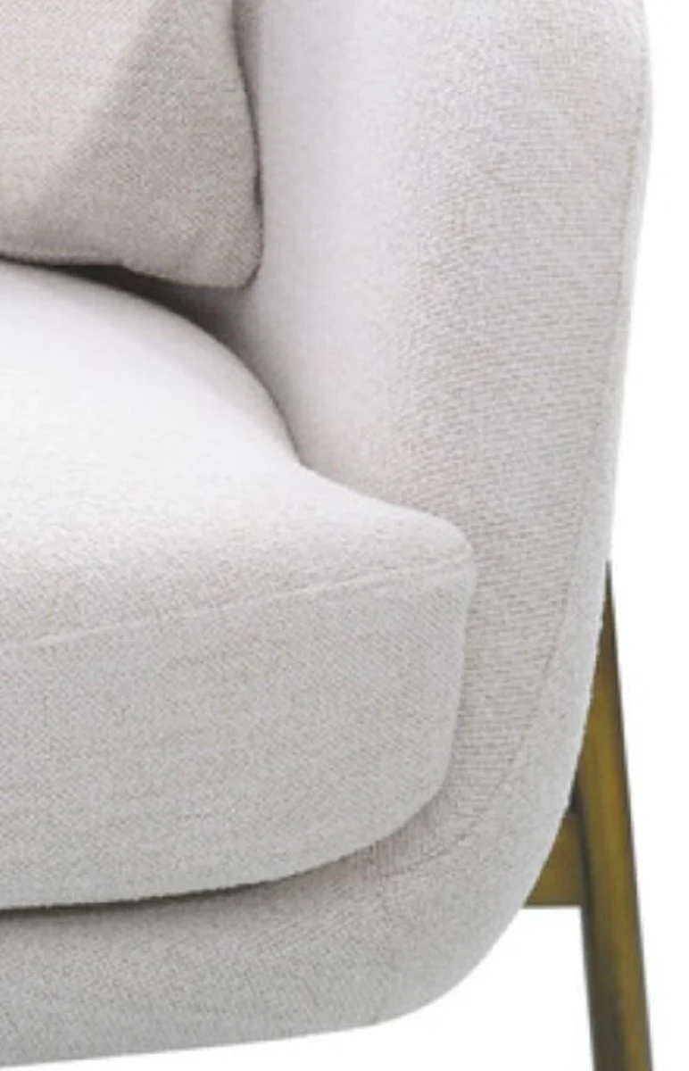 Casa Padrino Luxus Sessel Weiß / Antik Bronze 85,5 x 77 x H. 67 cm - Wohnzimmer Sessel - Hotel Sessel - Wohnzimmer Möbel - Hotel Möbel - Luxus Möbel - Luxus Einrichtung