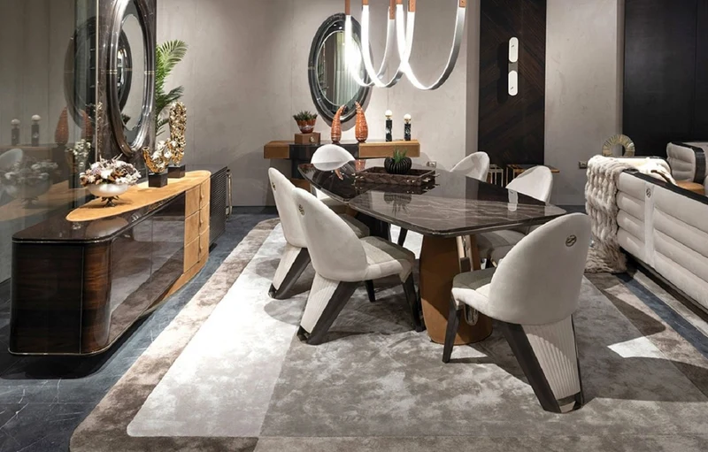 Casa Padrino Luxus Esszimmer Stuhl 6er Set Creme / Grau / Gold 57 x 70 x H. 91,5 - Esszimmer Möbel - Luxus Möbel - Luxus Einrichtung