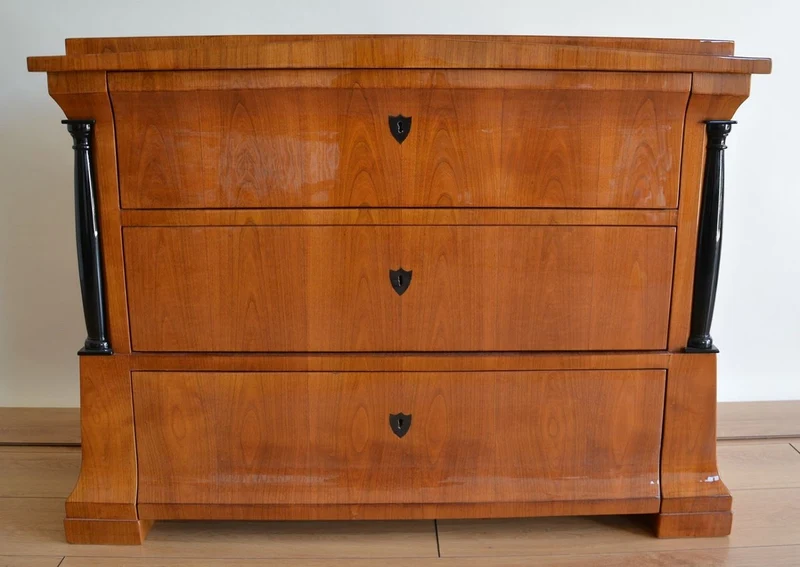 Casa Padrino Luxus Biedermeier Massivholz Kommode mit 3 Schubladen Braun / Schwarz 100 x 60 x H. 80 cm - Schlafzimmer Kommode - Massivholz Möbel - Schlafzimmer Möbel - Biedermeier Möbel