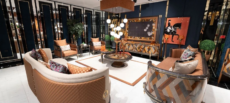 Casa Padrino Luxus Art Deco Couchtisch 2er Set Grau / Mehrfarbig / Braun / Gold - Luxus Art Deco Wohnzimmertische - Luxus Art Deco Wohnzimmer Möbel