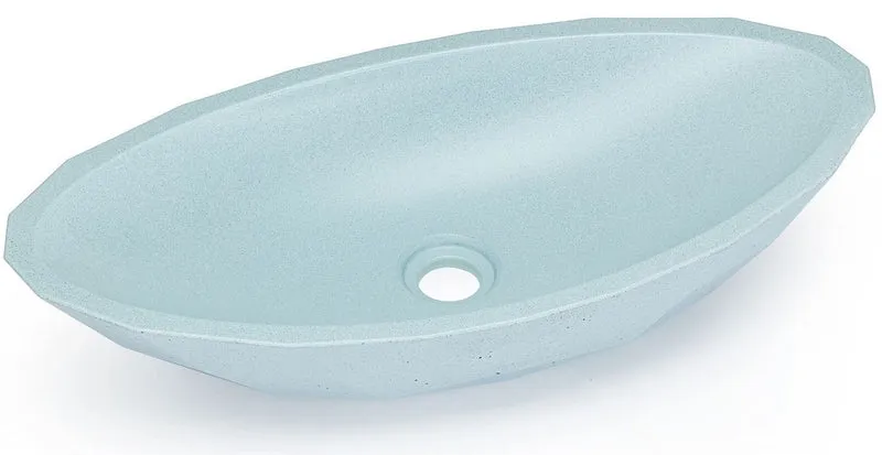 Casa Padrino Luxus Waschbecken Schale Hellblau 60,9 x 29,7 x H. 11,9 cm - Handgefertigtes Beton Waschbecken - Badezimmer Accessoires - Luxus Badezimmer Zubehör