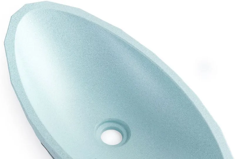 Casa Padrino Luxus Waschbecken Schale Hellblau 60,9 x 29,7 x H. 11,9 cm - Handgefertigtes Beton Waschbecken - Badezimmer Accessoires - Luxus Badezimmer Zubehör