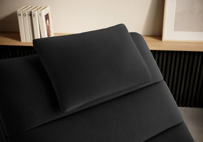Casa Padrino Luxus Chaiselongue mit Kopfkissen Schwarz 85 x 170 x H. 92 cm - Wohnzimmer Liegesessel - Relexliege - Recamiere - Wohnzimmer Möbel - Luxus Möbel
