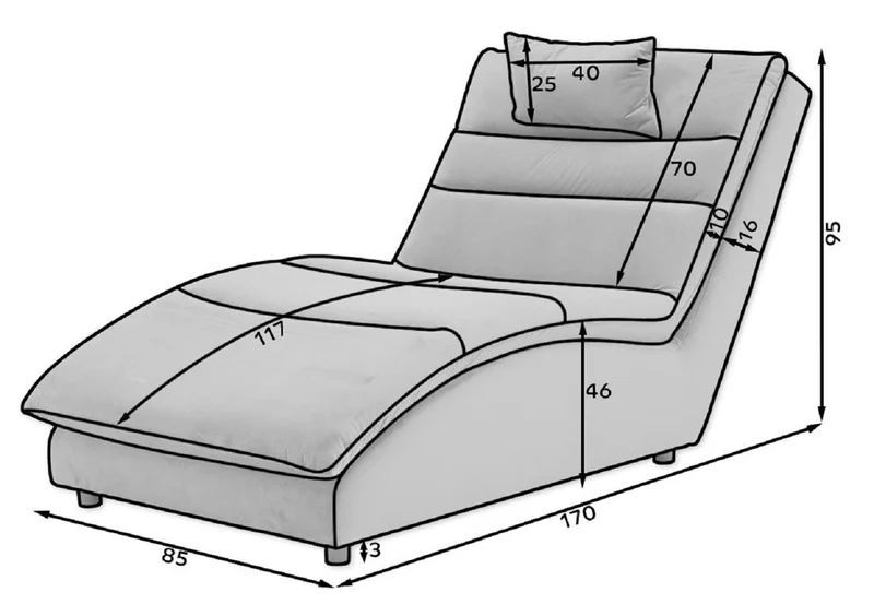 Casa Padrino Luxus Chaiselongue mit Kopfkissen Schwarz 85 x 170 x H. 92 cm - Wohnzimmer Liegesessel - Relexliege - Recamiere - Wohnzimmer Möbel - Luxus Möbel