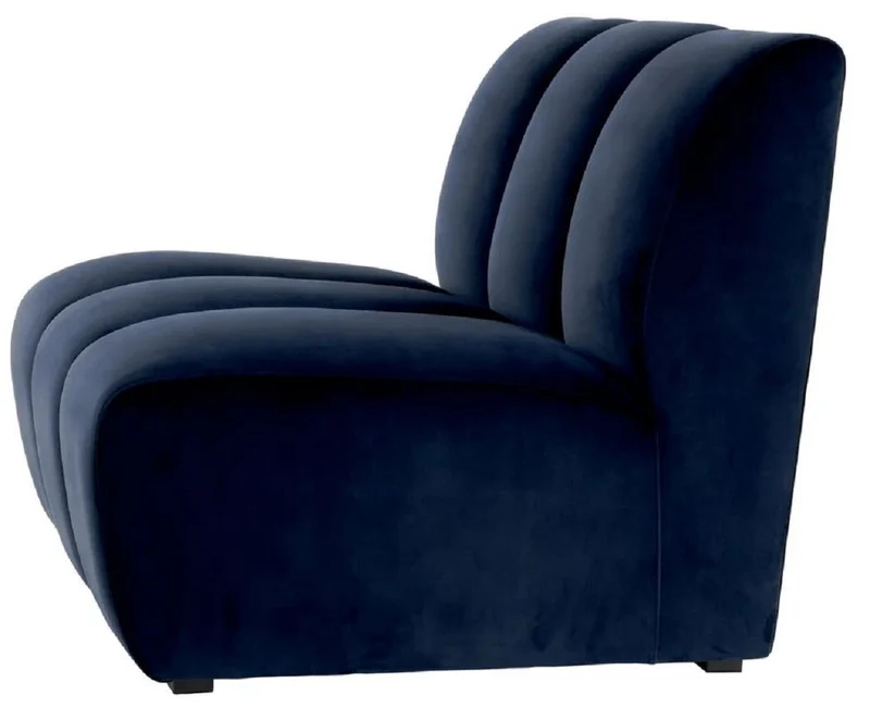 Casa Padrino Luxus Samt Sofa Element Mitternachtsblau / Schwarz 108,5 x 94,5 x H. 83 cm - Erweiterbares Wohnzimmer Sofa - Wohnzimmer Möbel - Luxus Möbel