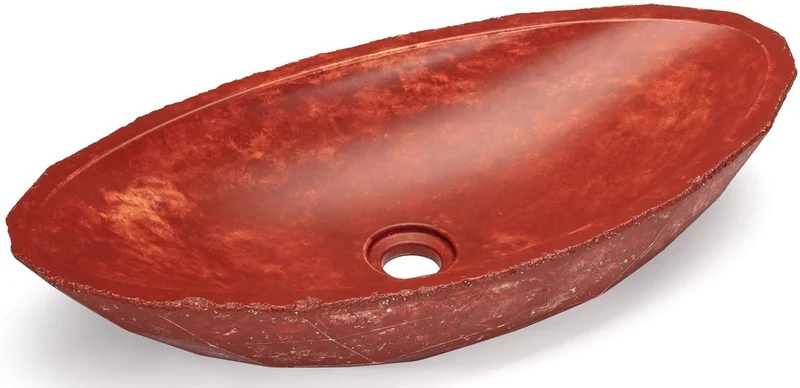 Casa Padrino Luxus Waschbecken Schale Rot / Weiß 60,9 x 29,7 x H. 11,9 cm - Handgefertigtes Beton Waschbecken - Badezimmer Accessoires - Luxus Badezimmer Zubehör