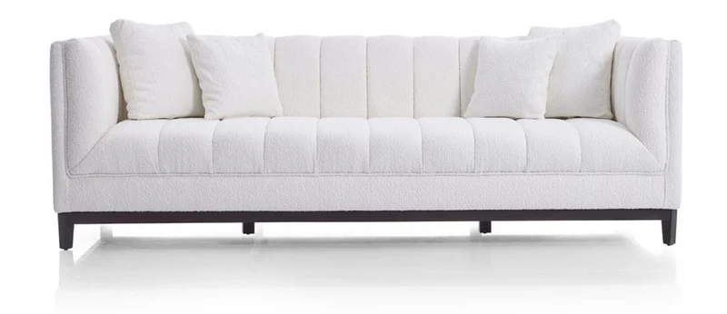 Casa Padrino Luxus Sofa Weiß / Schwarz 240 x 90 x H. 80 cm - Wohnzimmer Sofa - Hotel Sofa - Wohnzimmer Möbel - Hotel Möbel - Luxus Möbel - Luxus Einrichtung