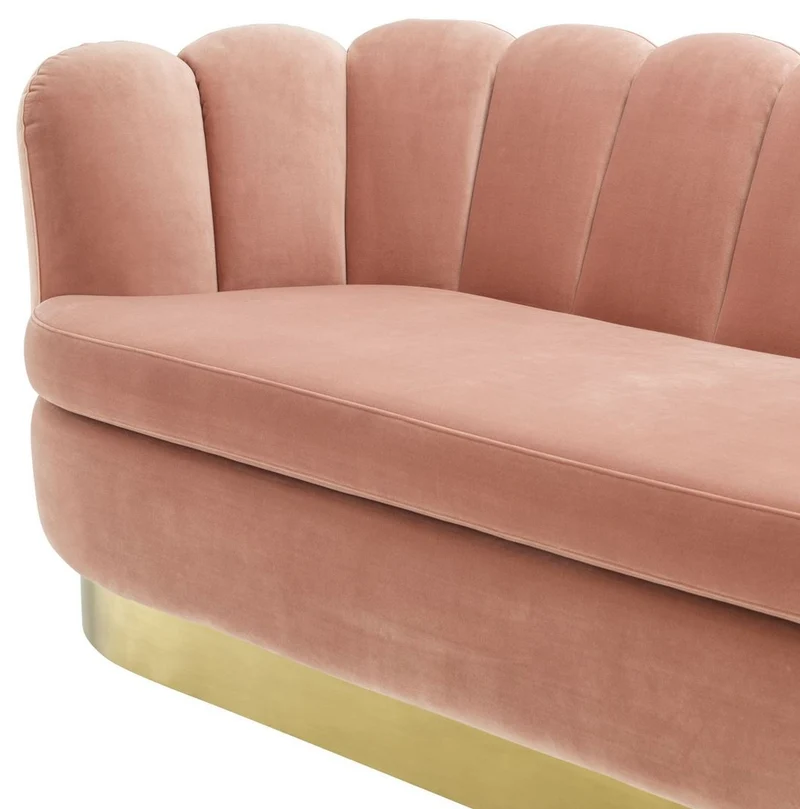 Casa Padrino Luxus Samt Sofa Hautfarben / Messing 225 x 90 x H. 80 cm - Wohnzimmer Sofa - Hotel Sofa - Luxus Möbel - Luxus Qualität