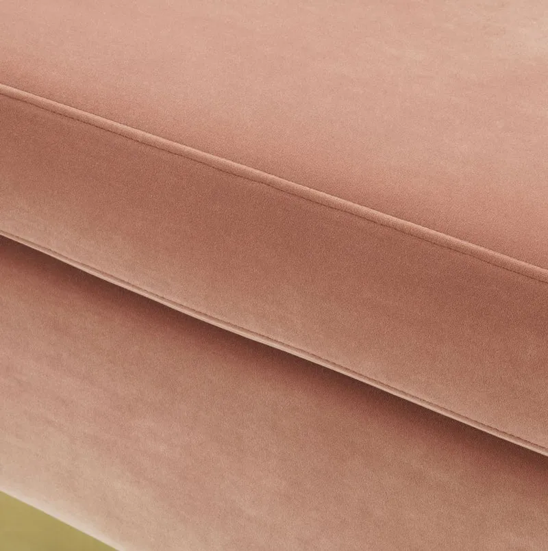 Casa Padrino Luxus Samt Sofa Hautfarben / Messing 225 x 90 x H. 80 cm - Wohnzimmer Sofa - Hotel Sofa - Luxus Möbel - Luxus Qualität