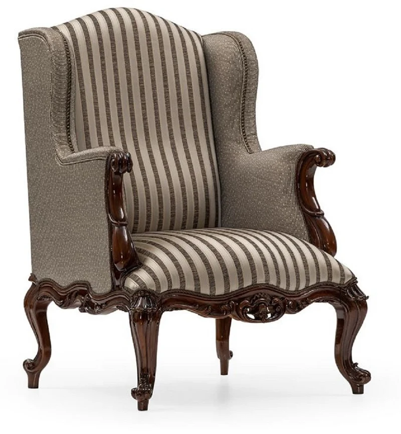 Casa Padrino Luxus Barock Wohnzimmer Set Grau / Silber / Braun - 2 Sofas & 2 Sessel & 1 Couchtisch & 2 Beistelltische - Handgefertigte Wohnzimmer Möbel im Barockstil - Edel & Prunkvoll