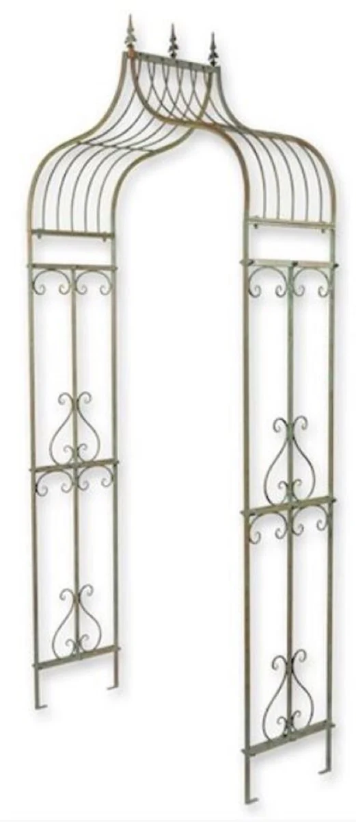 Casa Padrino Jugendstil Rosenbogen Antik Grün 117 x 40 x H. 242 cm - Metall Blumenbogen - Nostalgischer Pflanzenbogen - Barock & Jugendstil Garten Deko Accessoires