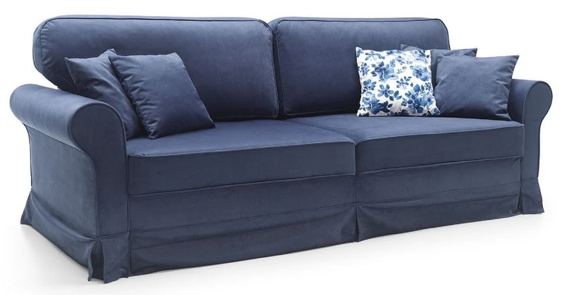 Casa Padrino Luxus Sofa Blau 239 x 110 x H. 90 cm - Wohnzimmer Sofa mit Schlaffunktion - Wohnzimmer Möbel - Luxus Möbel - Luxus Interior