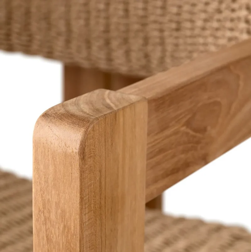 Casa Padrino Luxus Teakholz Esszimmer Stuhl mit Armlehnen Naturfarben 60 x 53 x H. 77 cm - Garten Stuhl - Terrassen Stuhl - Garten Möbel - Esszimmer Möbel - Luxus Teakholz Möbel
