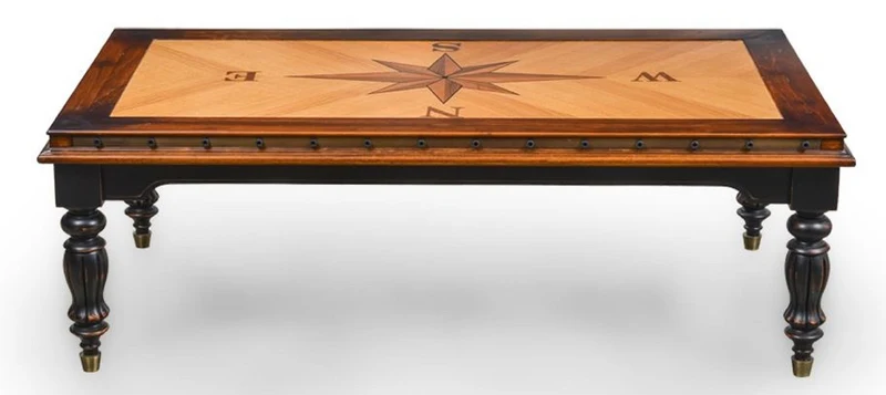 Casa Padrino Luxus Vintage Stil Couchtisch Naturfarben / Braun / Schwarz 137 x 77 x H. 45 cm - Rechteckiger Massivholz Wohnzimmertisch - Vintage Stil Wohnzimmer Möbel - Luxus Wohnzimmer Möbel