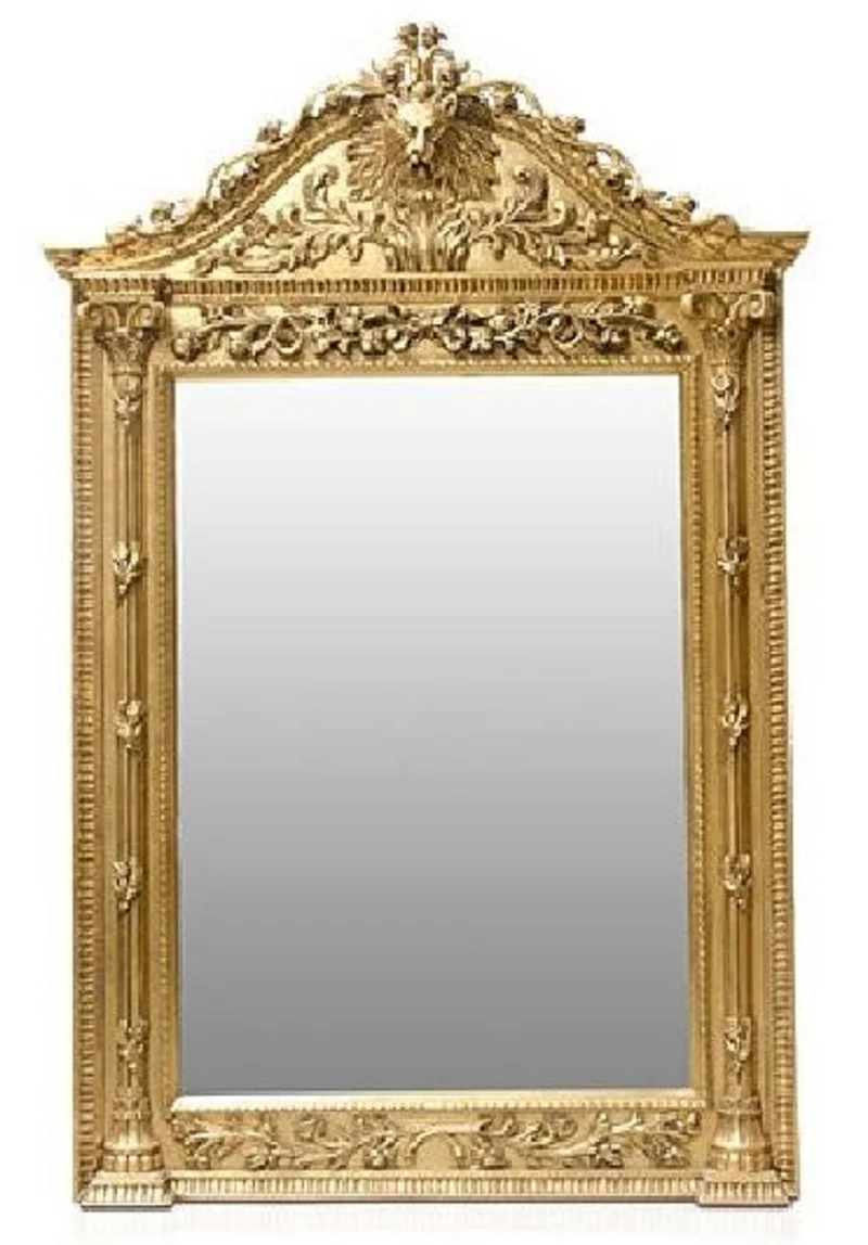 Casa Padrino Barock Spiegel Gold - Barockstil Spiegel mit eleganten Verzierungen - Riesiger Barockstil Wandspiegel - Barock Garderoben Spiegel - Barock Möbel - Möbel Barockstil