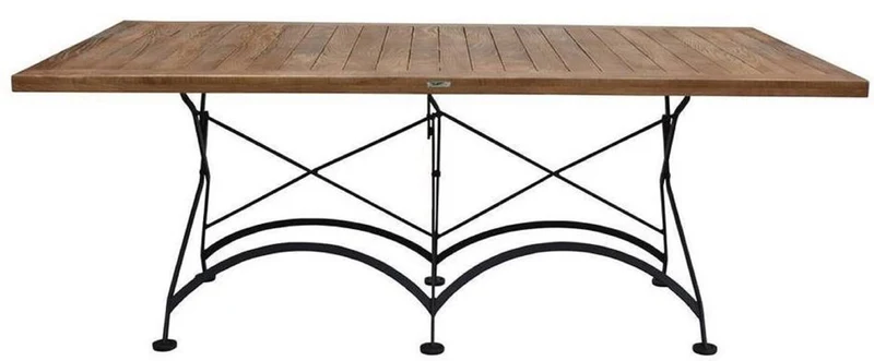 Casa Padrino Jugendstil Garten Couchtisch Braun / Schwarz 150 x 60 x H. 48 cm - Klappbarer Gartentisch - Barock & Jugendstil Gastronomie & Garten Möbel
