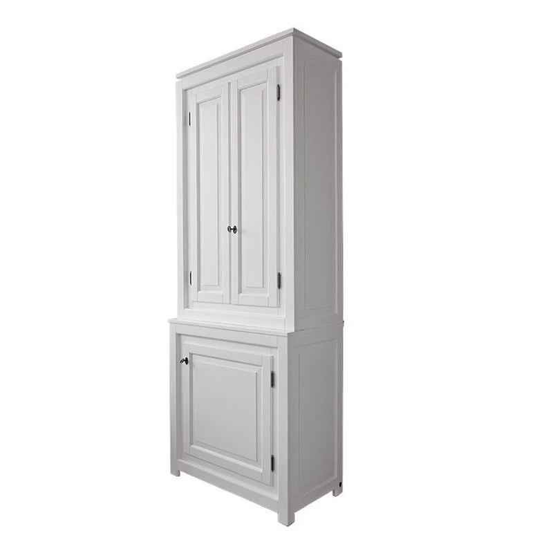 Casa Padrino Art Deco Schrank Weiß 80 x 50 x H 220 cm - Massivholz Möbel