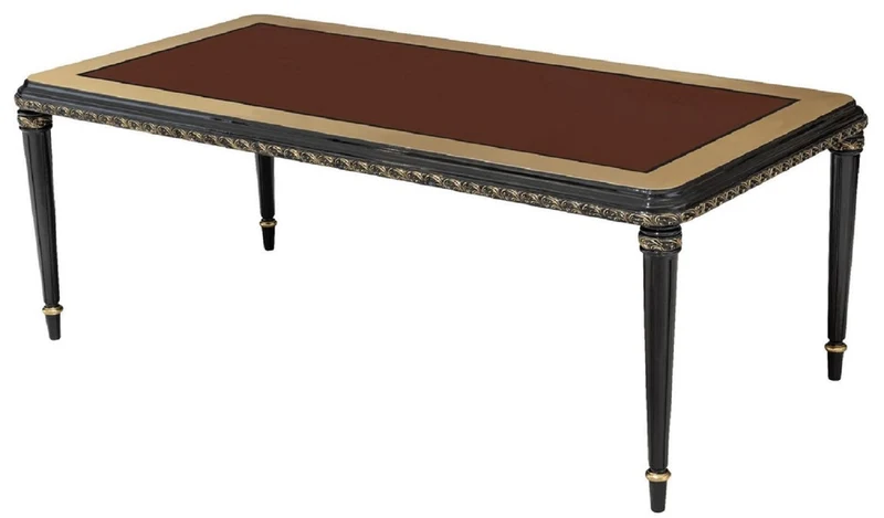 Casa Padrino Luxus Barock Esszimmer Set Silber / Braun / Schwarz / Gold - 1 Barock Esstisch & 6 Barock Esszimmerstühle - Luxus Esszimmer Möbel im Barockstil - Prunkvolle Barock Esszimmer Möbel
