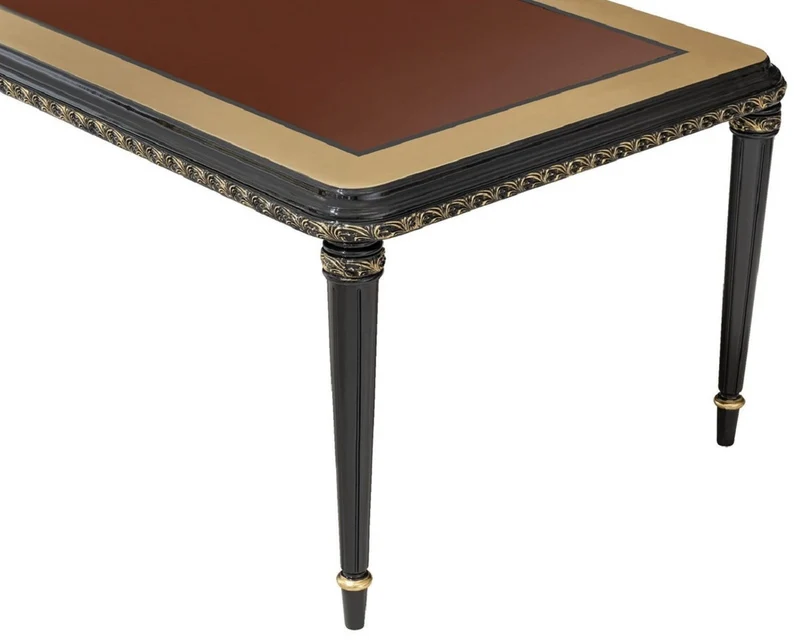 Casa Padrino Luxus Barock Esszimmer Set Silber / Braun / Schwarz / Gold - 1 Barock Esstisch & 6 Barock Esszimmerstühle - Luxus Esszimmer Möbel im Barockstil - Prunkvolle Barock Esszimmer Möbel