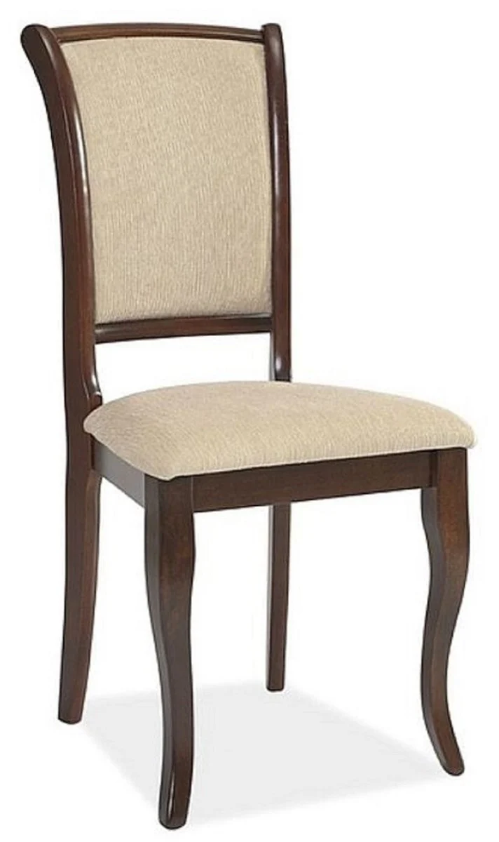 Casa Padrino Jugendstil Esszimmer Stuhl 4er Set Creme / Dunkelbraun 44 x 44 x H. 96 cm - Elegante Massivholz Küchen Stühle - Barock & Jugendstil Esszimmer Möbel