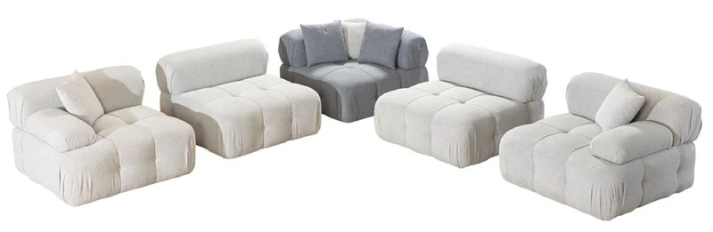 Casa Padrino Luxus Wohnzimmer Ecksofa Hellgrau / Grau 295 x 295 x H. 70 cm - Modulares 5 Teiliges Sofa - Hotel Sofa - Wohnzimmer Möbel - Hotel Möbel - Luxus Möbel