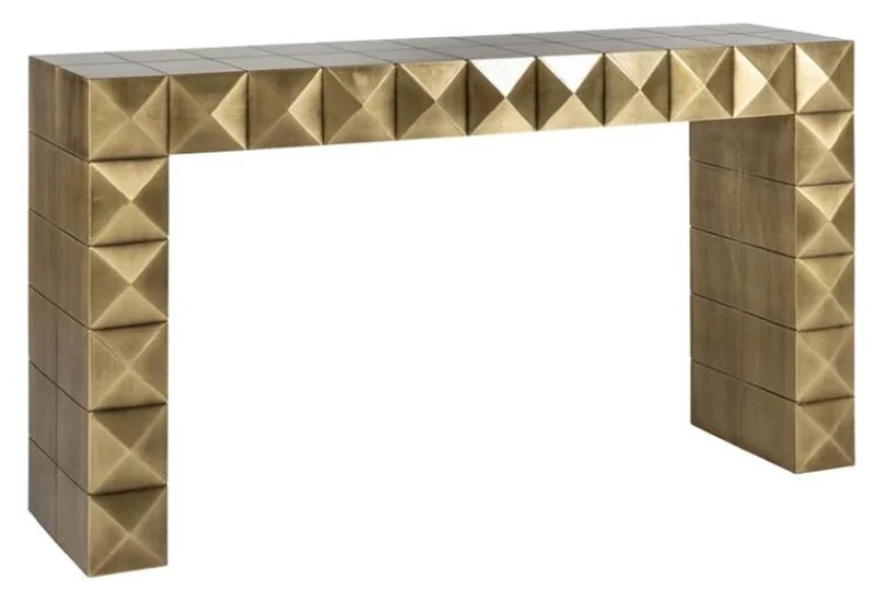 Casa Padrino Luxus Konsole Gold 137,5 x 39 x H. 76 cm - Rechteckiger Konsolentisch - Luxus Möbel - Hotel Möbel - Luxus Einrichtung