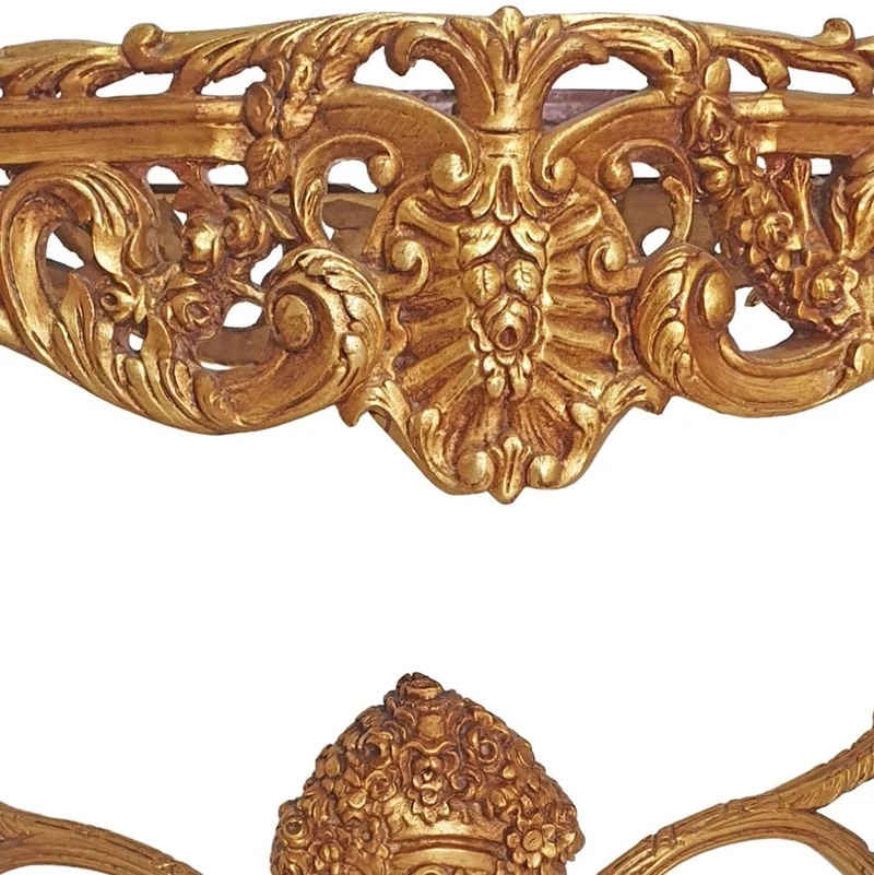 Casa Padrino Barock Beistelltisch Gold / Grau - Rechteckiger Antik Stil Tisch mit Marmorplatte - Wohnzimmer Möbel im Barockstil - Antik Stil Möbel - Barock Möbel