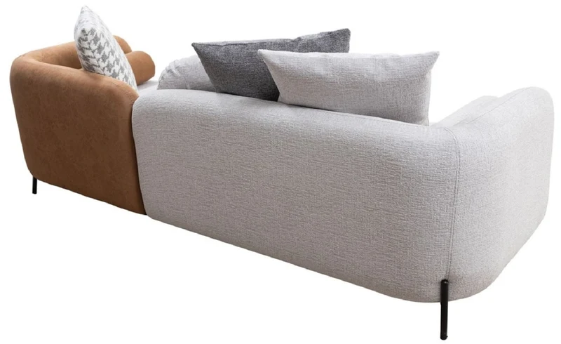 Casa Padrino Luxus Sofa Hellgrau / Braun / Schwarz 255 x 90 x H. 70 cm - Wohnzimmer Sofa - Wohnzimmer Möbel - Luxus Möbel - Luxus Einrichtung