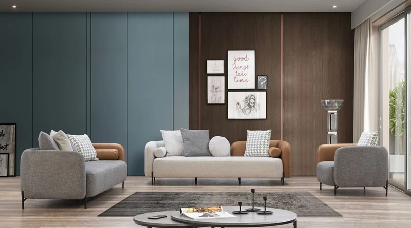 Casa Padrino Luxus Sofa Hellgrau / Braun / Schwarz 255 x 90 x H. 70 cm - Wohnzimmer Sofa - Wohnzimmer Möbel - Luxus Möbel - Luxus Einrichtung