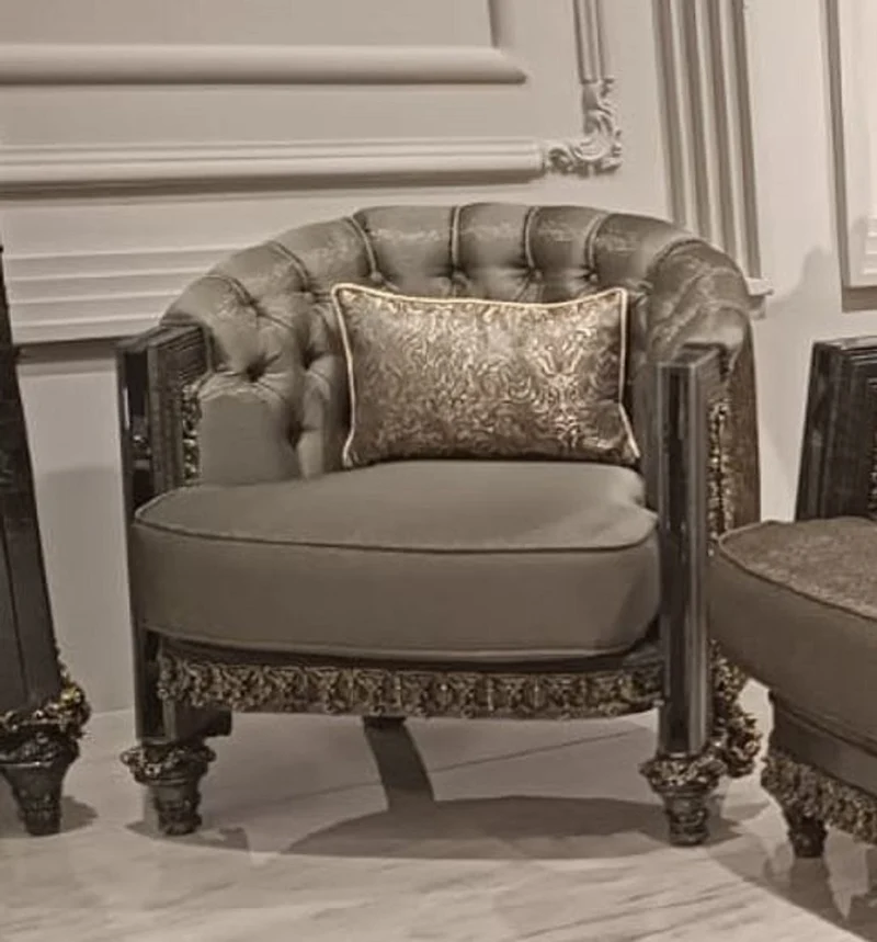 Casa Padrino Luxus Barock Wohnzimmer Sessel Grau / Gold - Prunkvoller Barockstil Sessel - Luxus Wohnzimmer Möbel im Barockstil - Barock Möbel - Edel & Prunkvoll