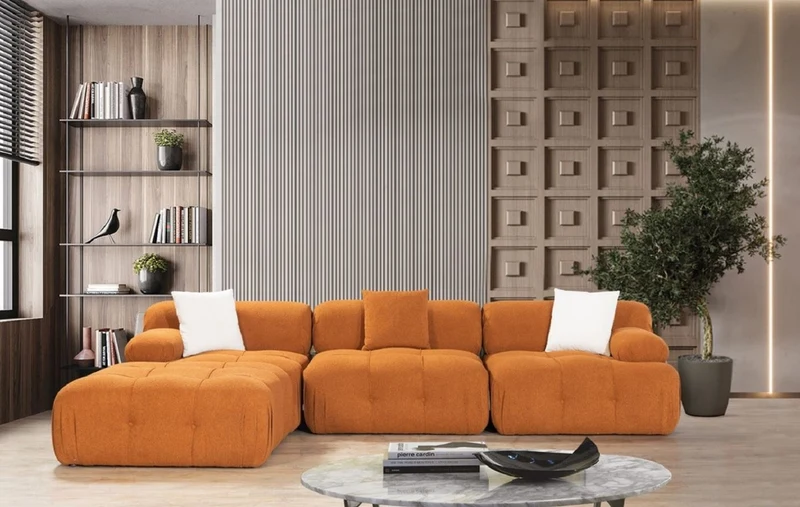 Casa Padrino Luxus Wohnzimmer Sofa Braun 300 x 200 x H. 70 cm - Modulares 4 Teiliges Ecksofa - Hotel Sofa - Wohnzimmer Möbel - Hotel Möbel - Luxus Möbel