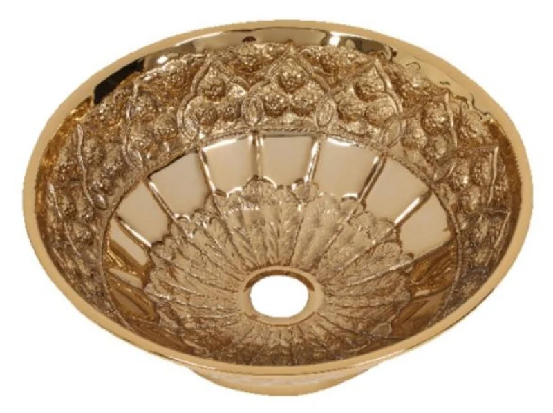 Casa Padrino Luxus Jugendstil Waschbecken Schale Rosegold Ø 41,5 x H. 15,5 cm - Rundes Retro Messing Waschbecken - Badezimmer Accessoires - Luxus Jugendstil Badezimmer Zubehör