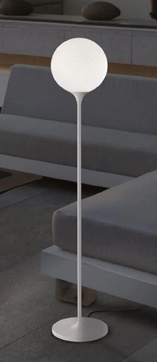 Casa Padrino Luxus Außenstehleuchte Weiß Ø 30 x H. 160 cm - Elegante Gartenlaterne - Gartenbeleuchtung - Außenbeleuchtung - Luxus Qualität - Made in Italy