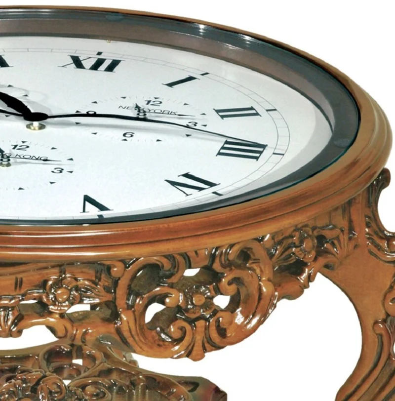 Casa Padrino Luxus Barock Couchtisch mit Uhr Braun - Prunkvoller Barockstil Cocktailtisch - Barock Möbel - Barock Interior - Edel & Prunkvoll - Luxus Qualität - Made in Italy